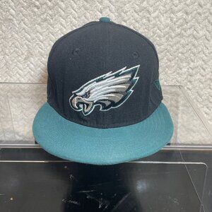 New Era Philadelphia Eagles Two-Tone‎ Snapback Hat Black teal Sz M/L Sportswear